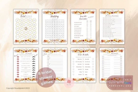 Autumn Bridal Shower Games: Editable Templates for a Cozy Celebration