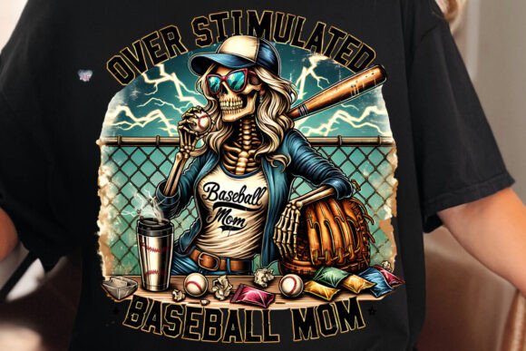 Game Day Giggles: The Overstimulated Baseball Mom PNG