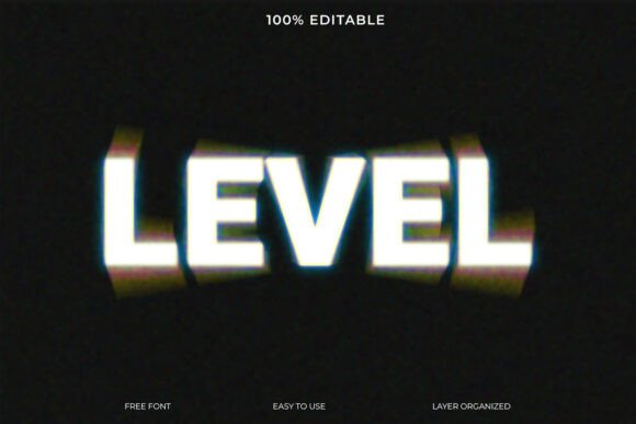 Level 3D Text Effect: Glitch Retro Psych