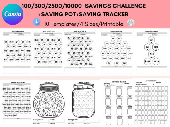 Make Saving Fun: Monthly Saving Challenges on Canva