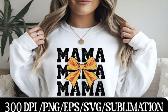 Softball Mama Bow Design with Baseball: A Sporty Statement